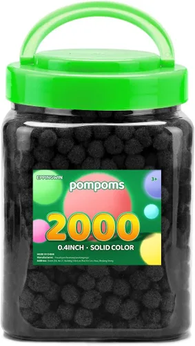 Eppingwin - 2000 pompones negros, pompones suaves de 1 cm para manualidades, 0.4 pulgadas para proyectos de bricolaje de arte y manualidades (negro)