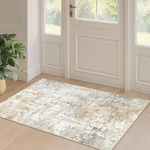 Alfombra lavable de 2 x 4: pequeño, abstracto, moderno, antideslizante, suave, resistente a las manchas, para entrada, cocina, dormitorio,
