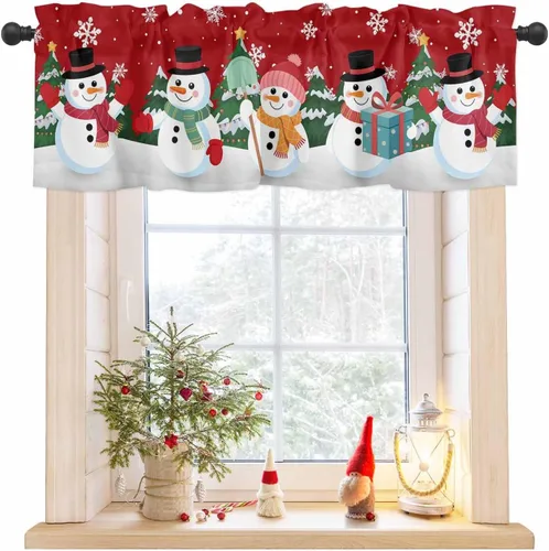 Cenefas de muñeco de nieve de Navidad para cocina, cafetería, árbol de Navidad de invierno, copos de nieve, cenefa de ventana de dibujos animados,