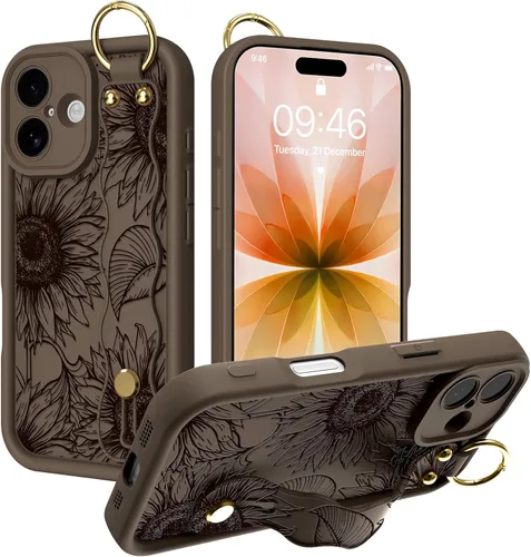 Miniatura 13 de Fiyart Funda diseñada para iPhone 17 Pro Max, tarjetero con ranura para tarjetas, diseño de flores, diseño de girasoles, antiarañazos, protección