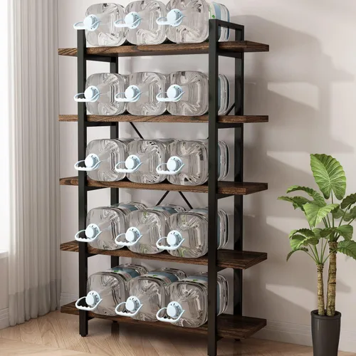 Miniatura 4 de Estantería de 3 niveles moderna rústica abierta, estantería de oficina de madera maciza, estanterías de madera y metal, unidad de estanterías