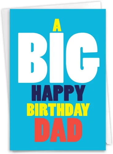 NobleWorks Tarjeta de felicitación de cumpleaños para padre con sobre de 5 x 7 pulgadas (1 tarjeta) Big Happy Birthday Dad C5973BFG