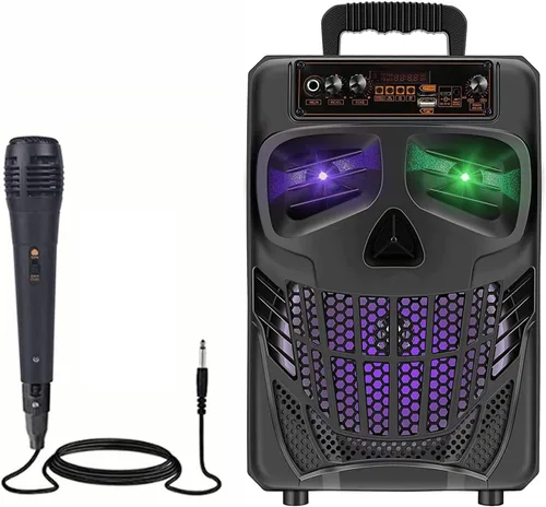 Altavoz Bluetooth portátil con subwoofer, altavoces inalámbricos, gran soporte, radio FM, tarjeta TF, luces LED, reproductor de MP3, fiesta para el