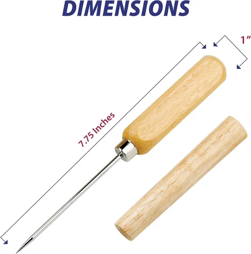 Miniatura 6 de HIC Kitchen Palillo de hielo con cubierta de seguridad, acero sólido con mango de madera, para hielo de bloque de astillado para cócteles