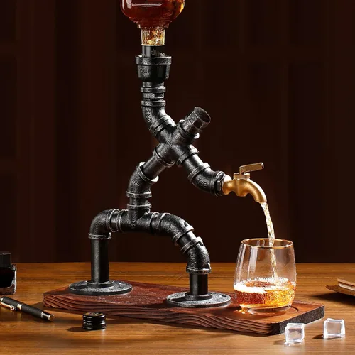 Regalos de Alcohol de Whisky Dispensador de Bebidas de Decoración de Cueva de Hombre, Dispensador de Licor Steampunk Accesorios de Bar para Bar en