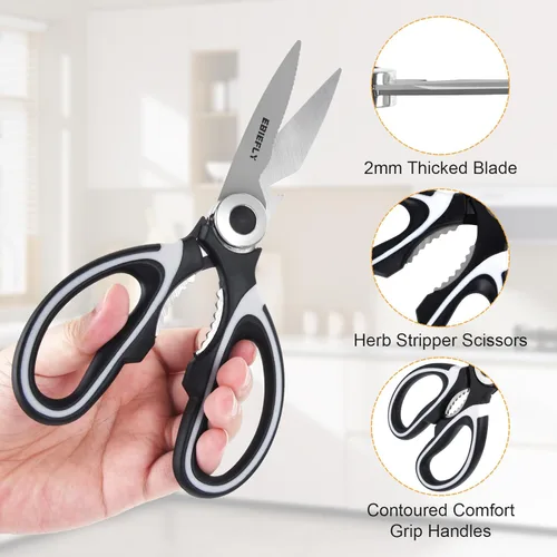 Miniatura 7 de Tijeras de cocina, tijeras profesionales para cortar carne, tijeras de cocina afiladas, tijeras multiusos para alimentos al aire libre, barbacoa,