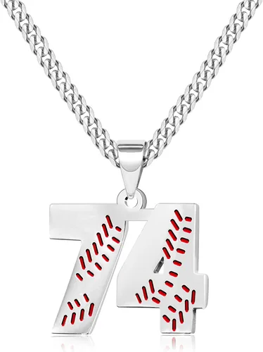 Miniatura 91 de Btysun Collares de béisbol de béisbol número 0-99 dijes de acero inoxidable para hombres, regalos de béisbol, papá, marido, regalo de Navidad