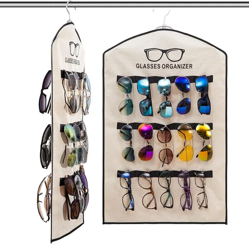 TRIUMPH VISION Organizador de lentes de sol colgantes, soporte para gafas, 30 ranuras para lentes, organizador de pared, organizador de múltiples