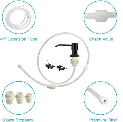 Miniatura 4 de OHiHi Dispensador de jabón para platos para fregadero de cocina, dispensador de jabón para fregadero de encimera, bomba de agua con tubo