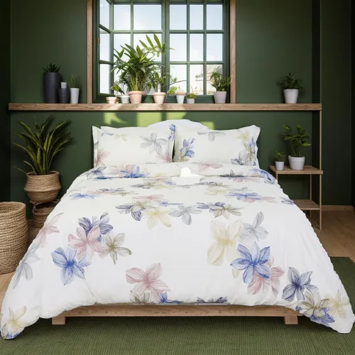 Miniatura 42 de Helthep - Juego de funda de edredón floral, tamaño Queen, 100% algodón, con patrón de flores rosas, funda de edredón vintage con hojas verdes