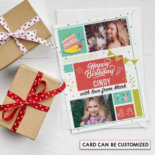 Miniatura 4 de SANDJEST Tarjeta de cumpleaños personalizada con foto personalizada de 5 x 7 pulgadas, tarjeta de felicitación para pareja, marido, esposa, amantes