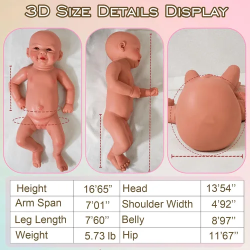 Miniatura 2 de Muñecas de Bebé de Silicona Completa, 16.65 pulgadas Muñeca de Bebé Recién Nacido de Silicona Realista, Sin Vinilo 1:1 Muñecas Reborn Durmientes que