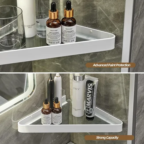 Miniatura 7 de VOLPONE Estantes de baño Estante de esquina de vidrio montado en la pared para baño Estante flotante Organizador de pared de vidrio templado 2