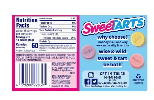 Miniatura 2 de Sweets Tarts Surtido de dulces picantes – Paquete de 2 cajas estilo teatro – Sabores afrutados con palabras divertidas – Frambuesa azul, cereza