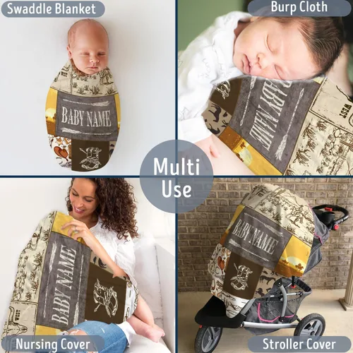 Miniatura 3 de Mantas de bebé occidentales - Mantas personalizadas y de forro polar personalizadas para niños y niñas, 3 tamaños para hijo y hija recién nacidos