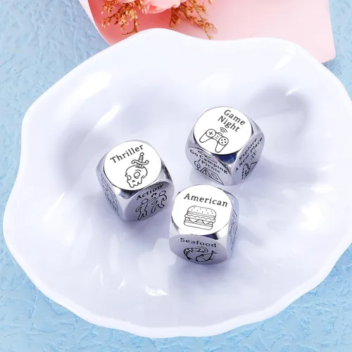 Miniatura 3 de 3 piezas de regalos de noche de cita de aniversario para parejas, dados de comida para él, ella, regalos para novio, novia, relleno de calcetines