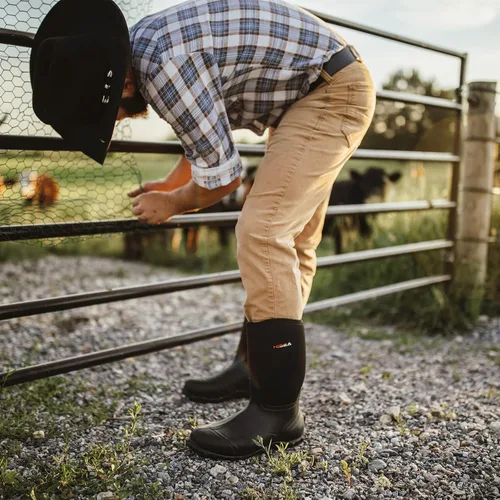 Miniatura 5 de HISEA Botas de lluvia para hombre, botas de goma de neopreno, botas de barro aisladas, botas de jardín de altura media