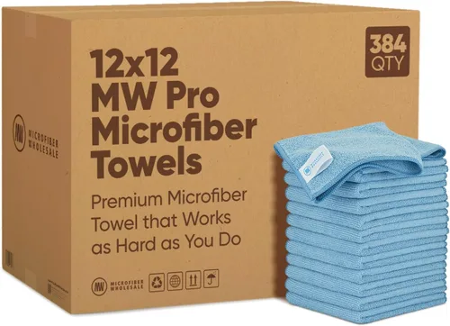 Miniatura 15 de MW Pro Bulk Paños de limpieza de microfibra al por mayor Amarillo - Caja: cantidad 384 Tamaño 12" x 12" Toallas de microfibra premium