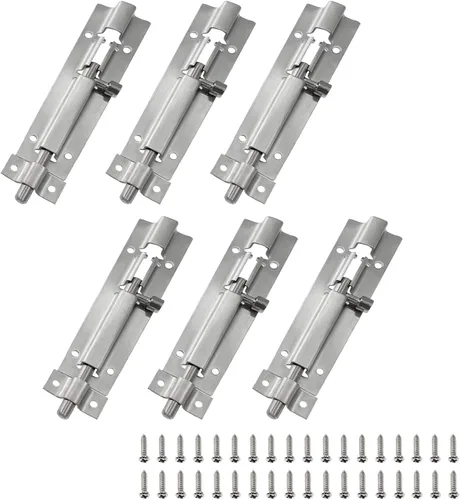 Cerradura deslizante de seguridad para puerta, 6 unidades, perno de barril de 4 pulgadas/3.937 in con acero sólido resistente para mantenerte seguro