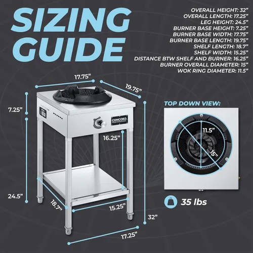 Miniatura 2 de Concord - Estufa de propano para exteriores con quemador de vórtice profesional en acero inoxidable, estufa de wok comercial de quemador único.