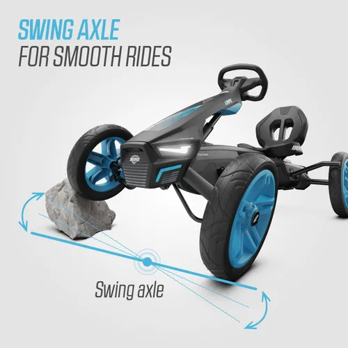 Miniatura 10 de BERG Pedal Kart Rally APX Azul Vehículo para Niños, Kart de Pedal con Asiento Ajustable, con Freno de Libre Accionamiento, Juguetes para Niños