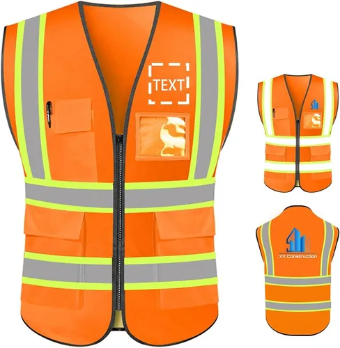 Miniatura 9 de Personalizar su texto/logotipo/imagen chaleco de seguridad de alta visibilidad ropa de trabajo de protección con tiras reflectantes