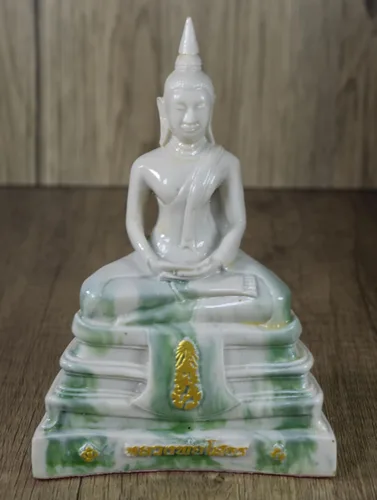 Miniatura 2 de BUDDHO Estatua de Buda Sothorn de mármol blanco de 6 pulgadas de alto. Estatua de Buda tailandés sentada para decoración del hogar, decoración