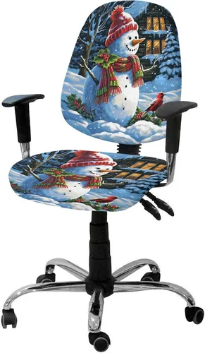 Miniatura 8 de Juego de 2 fundas elásticas para sillas de oficina y computadora, fundas elásticas para asiento de silla giratoria de escritorio, fundas protectoras