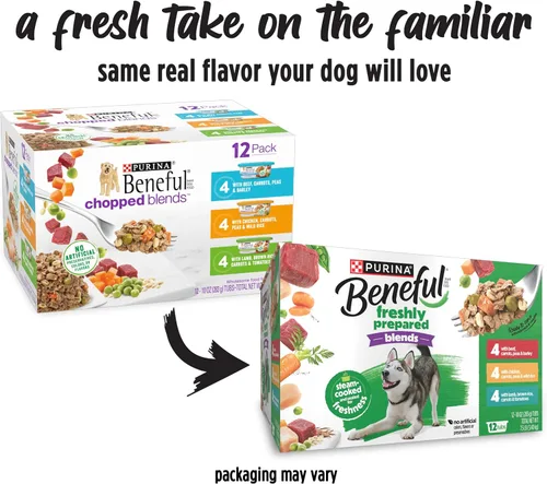 Miniatura 2 de Purina Beneful Freshly Prepared Blends - Paquete variado de alimentos húmedos para perros con carne de res, pollo o cordero, (paquete de 12) tubos