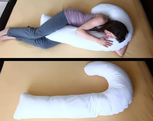 Deluxe Comfort Almohada de cuerpo completo en forma de letra J - Relleno de fibra sintética suave - Longitud total del cuerpo - Engancha a un gran
