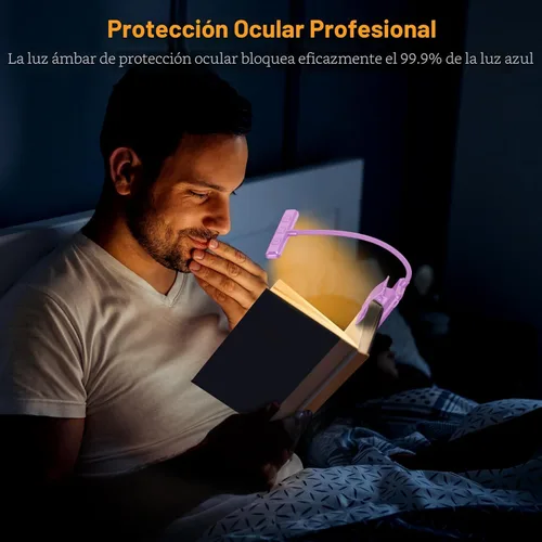 Miniatura 4 de Gritin Luz de Lectura LED Recargable de 19 LED para Leer en la Cama con Función de Memoria - Cuidado de los Ojos 3 Temperaturas de Color, Atenuación