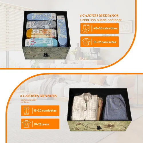 Miniatura 5 de Tohomeor Cómoda con Cajones para Dormitorio Cómoda de Cajones de Tela para Closet, Guardería, Entrada, Perchero de Pie, Soporte de TV para Sala