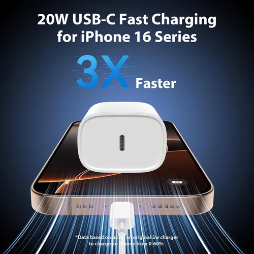 Miniatura 2 de Cargador para iPhone 16 15 Pro Max de carga rápida, bloque de carga USB C de 20 W para iPhone 16 15 con cable de carga tipo C de 3 metros