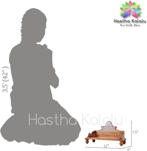 Miniatura 7 de Hastha Kalalu Moksha Teakwood Pooja Mandir para el hogar I Templo de madera maciza hecho a mano de primera calidad I Mantap Puja colgante de pared