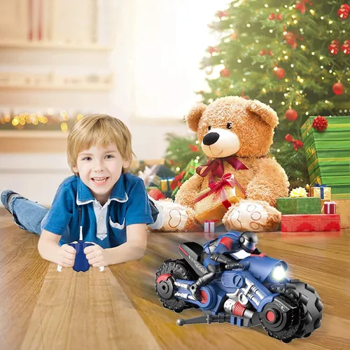 Miniatura 4 de Liberty Imports Vehículo de carreras de bicicleta de deriva con control remoto de motocicleta RC de 2.4Ghz - 1/10 R/C ciclón de alta velocidad y Azul