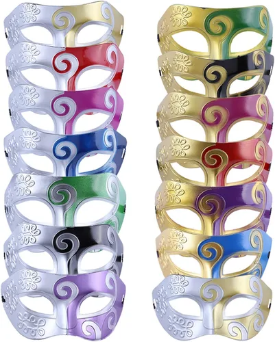 Giveme5 14 máscaras venecianas unisex para mascarada, estilo vintage, estilo jazz, para mujeres y hombres, para disfraz de Halloween, medio