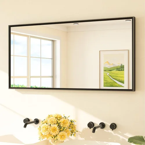Miniatura 14 de TETOTE Espejo de Baño Dorado de 16" x 20" Latón Dorado Cepillado Rectangular con Marco Biselado Espejo de Tocador de Baño para Sobre el Lavabo