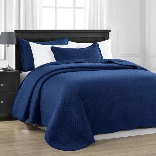 Miniatura 7 de MOONLIGHT20015 Edredón tamaño King (106 x 96 pulgadas) con 2 fundas de almohada (20 x 36 + 2 pulgadas) para todas las estaciones, juego de cama Azul