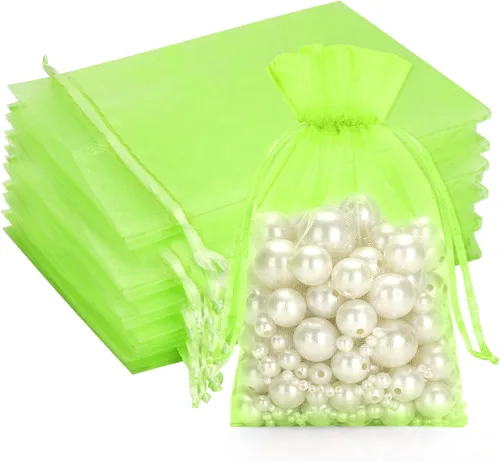 Miniatura 23 de G2PLUS Bolsas de organza con cordón de 4 x 6 pulgadas, 100 bolsas de organza azul aguamarina, bolsas de malla transparente para joyas, bolsa