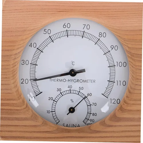 Miniatura 3 de Healeved Medición confiable de sala de sauna de alta precisión acabado de madera termómetro higrómetro herramienta todo en uno