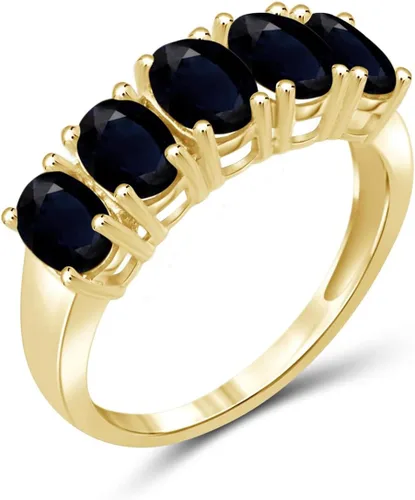 Miniatura 2 de JEWELEXCESS Anillo de zafiro de 3.30 CTW en oro de 14 quilates sobre plata