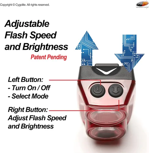 Miniatura 3 de Cygolite Hypershot - Luz trasera para bicicleta de 350 lúmenes, 7 modos nocturnos y diurnos, velocidades de flash ajustables por el usuario