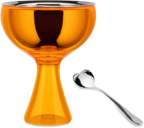 Miniatura 7 de Alessi AMMI01S AZ Big Love - Juego de helados de diseño, cuenco en acero inoxidable 18/10 y resina termoplástica, color azul y cuchara de acero