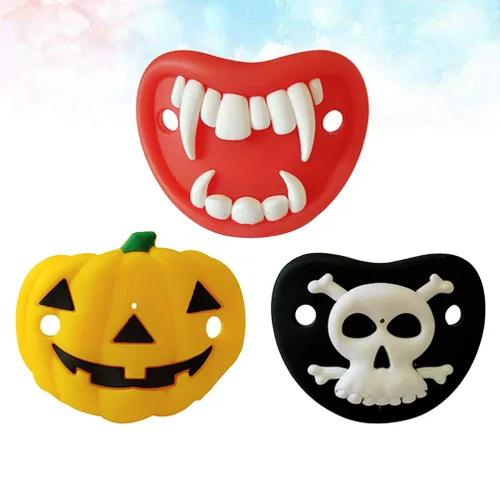 Miniatura 9 de Kisangel Chupetes divertidos con forma de calabaza, esqueleto, vampiros, colmillos, novedad, pezón, bebé, chupete para Halloween, recuerdos de fiesta