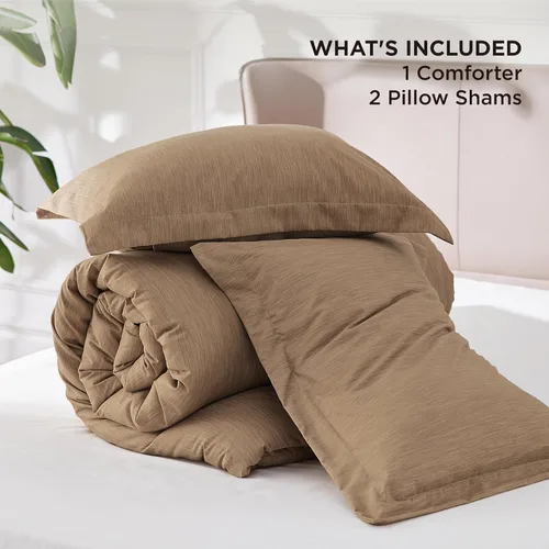 Miniatura 326 de Bedsure Juego de edredón Twin/Twin XL, ropa de cama suave beige para todas las estaciones, juego de cama teñido catiónico, 2 piezas, 1 edredón