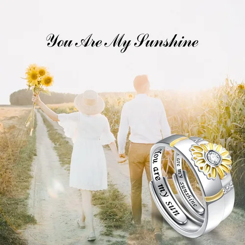 Miniatura 4 de Anillos a juego de anillos de girasol Claddagh anillos de plata de ley para parejas anillos de compromiso para él y ella