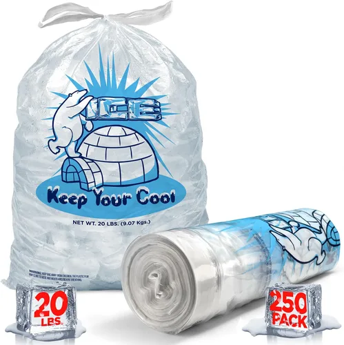 Miniatura 8 de Bolsas de hielo de 8 libras con cordón, paquete de 50 bolsas resistentes para máquinas de hielo, reutilizables, almacenamiento para congeladores