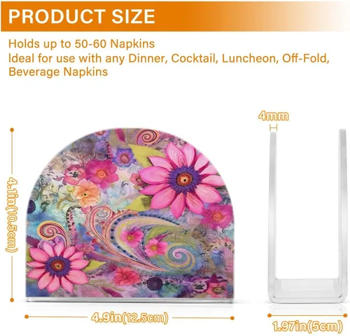 Miniatura 3 de Napkin Holder Blooming Flowers Napkin Holders for Tables, Clear Acrylic Napkin Holders Cocktail Napkin Holder for Kitchen Restaurant Bar Home Decor