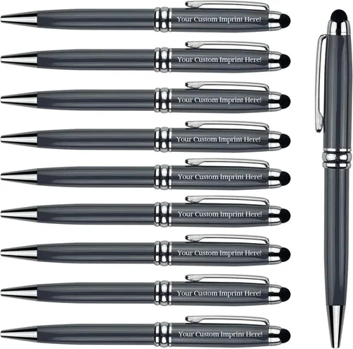 Miniatura 10 de Ancolo Bolígrafos personalizados con lápiz digital - Cuerpo metálico grabado con su mensaje, nombre/número de teléfono, tinta negra. Ideal
