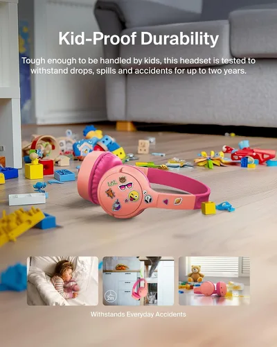 Miniatura 4 de Belkin SoundForm Mini con estuche - Auriculares inalámbricos Bluetooth para niños con vida útil de batería de 30H, límite de volumen seguro de 85dB